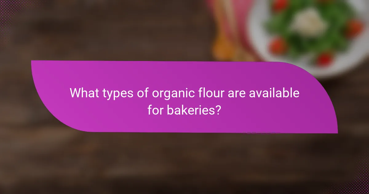 What types of organic flour are available for bakeries?